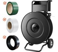 Chariot dérouleur de feuillard de cerclage - Dérouleur de feuillard/distributeur de feuillard - Pour feuillard PET/PP/acier - Taille d'âme 203/406 mm - Frein de tambour amélioré - Support d'outils int