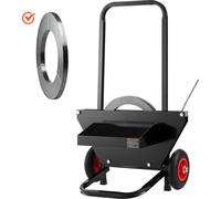 Chariot dérouleur VEVOR, adapté aux bobines de feuillard d'acier avec une taille extérieure de noyau de 600 mm, distributeur de feuillard de cerclage avec roues en caoutchouc, chariot de cerclage, app