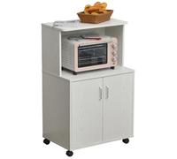 Chariot desserte micro-ondes - HOMCOM - placard 2 portes rangement cuisine mobile - bois - 60,4x40,3x97cm - blanc