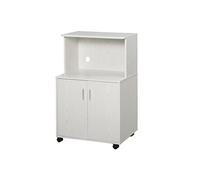Chariot desserte micro-ondes placard 2 portes - dim. 60,4L x 40,3l x 97H cm - blanc