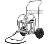 Chariot dévidoir - Chariot dévidoir de jardin - Pour tuyau de 61/91 m - Enrouleur à 2 roues - Poignée et panier de rangement - Pour le jardin et la voiture - 675 x 610 x 900 mm