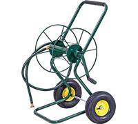 Chariot dévidoir métallique COSTWAY pour tuyau de 61 m de 3/4", dévidoir à 2 roues pneumatiques, manivelle et tuyau de raccordement de 188 cm (71 x 53 x 96,5 cm)