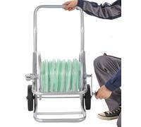 Chariot dévidoir SucceBuy pour tuyau d'arrosage jusqu'à 61 m de long et 1,5 cm de large (tuyau non inclus), support mobile pour tuyau d'arrosage avec roulettes, idéal pour l'arrosage du jardin, de la 