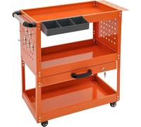 Chariot d'outils à 3 niveaux avec 4 roulettes universelles et une poignée | Chariot métallique mobile, capacité de charge de 550lbs, chariot de montage, chariot mobile pour garage, maison, entrepôt, d