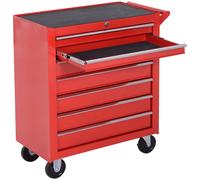 Chariot d'outils avec 2 petites et 5 grandes tiroirs | Couleur : Rouge | Dimensions : 33 x 69 x 75 cm