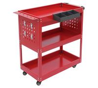Chariot d'outils - Chariot de travail mobile à 3 niveaux - Capacité de charge : 250 kg - 4 roulettes pivotantes - Rouge