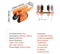 Chariot élévateur électrique, double roues, largeur réglable, capacité de 1 tonne (2200 lbs)