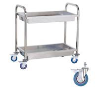 Chariot en acier à 2 plateaux avec étagères profondes