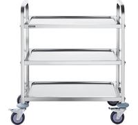 Chariot en acier inoxydable, chariot utilitaire de laboratoire à 3 niveaux, capacité de charge de 181 kg, chariot médical avec roues universelles verrouillables, pour laboratoire, clinique, cuisine, s