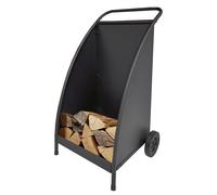 Chariot en bois sur roues, de couleur noire, dimensions : 50 x 53 x 86,5 cm
