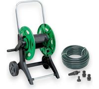Chariot enrouleur de tuyau d'arrosage complet avec 20 mètres de tuyau et raccords Rapid Plus