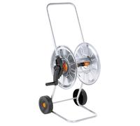 Chariot enrouleur de tuyau - vidaXL - 50 m 1/2"" ou 35 m 3/4"" - Acier galvanisé - Argent - 48x41,5x88 cm