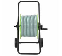 Chariot enrouleur pour tuyau de 1/2 - Acier - Galvanisé - Jardin - Vert - 60 m