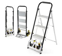 Chariot et échelle pliables 2 en 1, en aluminium, 3 marches, capacité de 250 kg