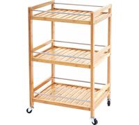 Mendler Chariot roulant HWC-D91 – 3 niveaux bambou 76x46x38 cm – Multicolore