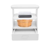 Chariot Manucure Pédicure, Repose-pieds de pédicure À 3 Niveaux | Desserte Salon Beauté avec Roulettes et Plateau Rembourré, Rangement Vernis Ongles, Plateau MDF Imperméable, 52x41x55cm