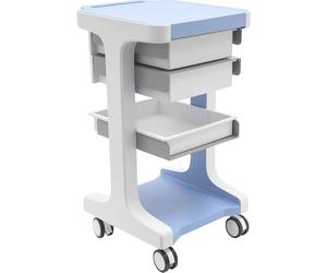 Chariot médical - Chariot cosmétique - 3 niveaux - ABS robuste - Capacité de charge 50 kg - 41x41x67 cm - À poser au sol - Bleu