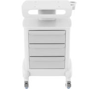 Chariot médical - Chariot dentaire - 4 roulettes - 3 tiroirs - Plastique ABS - Support pour bouteille d'eau - Blanc