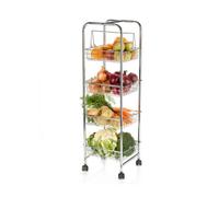 CHARIOT métal chromé à roulettes 4 niveaux Paniers de rangement SC