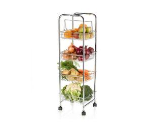 CHARIOT métal chromé à roulettes 4 niveaux Paniers de rangement SC