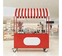 Chariot mobile de fournisseur de nourriture de rue avec roues et auvent, stand de dessert commercial pour les marchés
