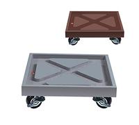 Chariot mobile pour plantes, support carré pour pot de fleurs, 5 roulettes verrouillables, roulettes robustes de 14 pouces pour pots de fleurs, soucoupe avec bac à eau (couleur : café, taille : 34 cm)