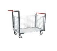 Chariot modulaire grillagé 2 dossiers + 1 ridelle plateau bois 850 x 500 mm 250 kg - 806724144