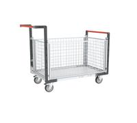 Chariot modulaire grillagé 2 dossiers + 2 ridelles plateau bois 850 x 500 mm 250 kg - 806724145