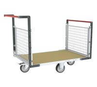 Chariot modulaire grillagé 2 dossiers plateau bois 1200 x 800 mm roues losange 500 kg - 806724742