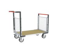 Chariot modulaire grillagé 2 dossiers plateau bois 1200 x 800 mm roues rectangle 500 kg - 806724642