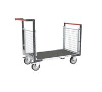 Chariot modulaire grillagé 2 dossiers plateau bois avec tapis caoutchouc 1200 x 800 mm 500 kg - 806724662