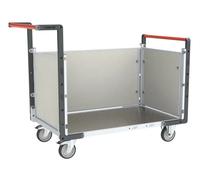 Chariot modulaire PP alvéolaire 2 dossiers + 1 ridelle plateau tôle galva 1000 x 600 mm 250 kg - 806724284