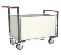 Chariot modulaire PP alvéolaire 2 dossiers + 2 ridelles plateau bois avec tapis caoutchouc 1000 x 600 mm 500 kg - 806724595