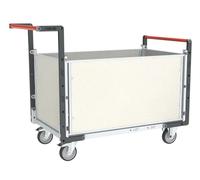 Chariot modulaire PP alvéolaire 2 dossiers + 2 ridelles plateau tôle galva 1000 x 600 mm 250 kg - 806724285