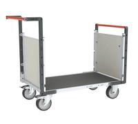 Chariot modulaire PP alvéolaire 2 dossiers plateau bois avec tapis caoutchouc 1000 x 600 mm 500 kg - 806724592