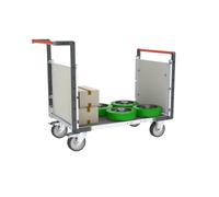 Chariot modulaire PP alvéolaire 2 dossiers plateau bois avec tapis caoutchouc 1200 x 800 mm 500 kg - 806724692