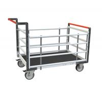 Chariot modulaire tube 2 dossiers + 2 ridelles plateau bois avec tapis caoutchouc 1200 x 800 mm 500 kg - 806724635