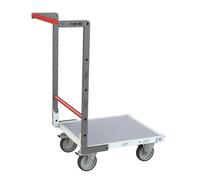 Chariot monté FLAT-PACK™ dossier fixe plateau mélaminé roues TPE 250 kg - Dimensions au choix