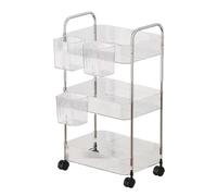 Chariot multi-usage en acrylique - Chariot à goûter à roulettes, étagère transparente | Unité de rangement mobile moderne et transparente, organiseur de salle de bain multifonction fin pour chambre à