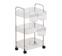 Chariot multi-usages - Chariot multicouche en acrylique de 36,8 pouces, rangement avec roues, rangement pour collations avec roulettes | Chariots pour salon artisanal garde-manger cuisine bureau