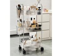 Chariot multifonction à 4/3/2 niveaux, panier de rangement en plastique, étagère de rangement durable, convient pour le bureau, la cuisine, la salle de bain, la chambre, chariot de rangement à roulett