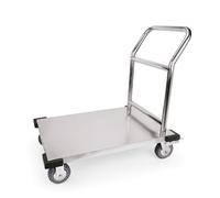 Chariot plate-forme, acier inoxydable, argenté, capacité de charge 180 kg, 91,5 x 51 x 95 cm