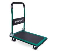 VONROC Chariot Plateforme Pliable 150 kg - Plateau Antidérapant 47 x 73 cm | 2 roues pivotantes à 360° et poignées Softgrip. Idéal pour le transport en atelier, déménagement et usage professionnel