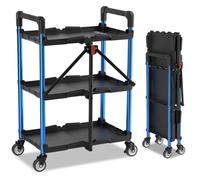 Chariot Pliable a 3 Niveaux WORKPRO, Servante d'Atelier avec roulettes, Etagere de Rangement Mobile sans Montage, pour Atelier, Studio d'art et Galerie