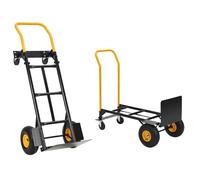 Chariot Pliable à Roulette Diable Plian 2 en 1 Chariot Pliant léger à Plateforme Pliable Max 180 Kg Diable Pliant 4 Pneus Solides Anti Crevaison de Transport Robuste pour Jardin Entrepôt Déménagement