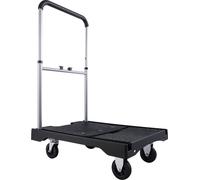 Chariot pliable, capacité de 149,69 kg, chariot à plate-forme pliable avec roues pivotantes, chariot à plate-forme mobile, poignée réglable, facile à ranger, 680 x 495 x 115 mm
