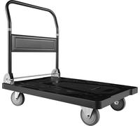 Chariot pliable, capacité de 453,59 kg, chariot à plate-forme pliable avec roues pivotantes, chariot à plate-forme mobile, chariot à plateau, poignée pliable pour un rangement facile, 895 x 595 x 850