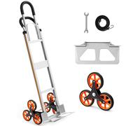 Chariot pliable pour escaliers, en alliage d'aluminium, de la marque SucceBuy, avec une capacité de charge allant jusqu'à 150 kg, doté d'une poignée télescopique, de 6 roues et de 2 sangles de fixatio