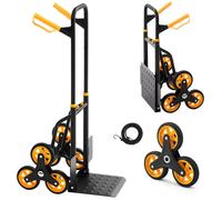 Chariot pliable pour le transport de charges sur escaliers, de la marque SucceBuy, avec une capacité de charge de 150 kg. Il est équipé d'une échelle télescopique, de 6 roues et de 2 sangles de fixati