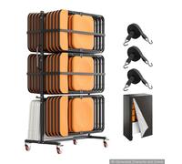 Chariot pliable VEVOR pour 24 chaises et 6 tables pliables, avec une capacité de charge de 181,5 kg. Chariot pour le stockage et le transport de chaises, idéal pour les événements. Fabriqué en acier a